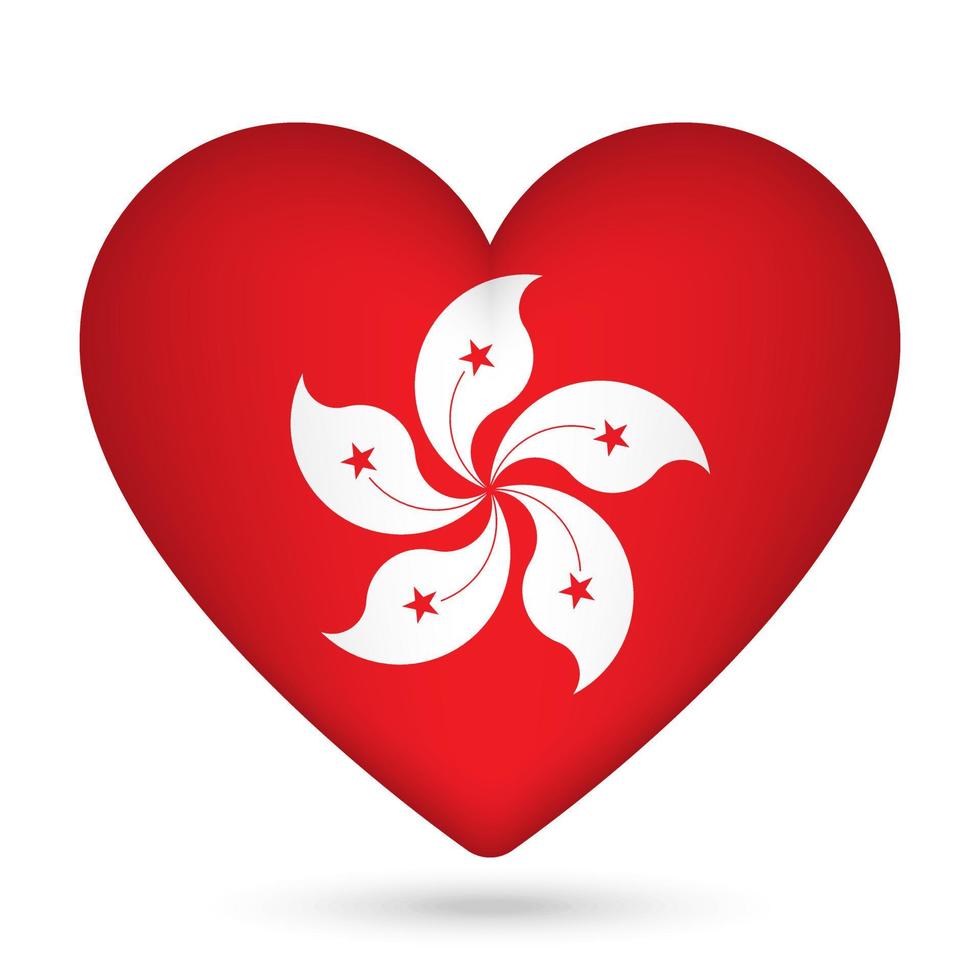 Hong Kong flag in heart shape. Vector illustration.