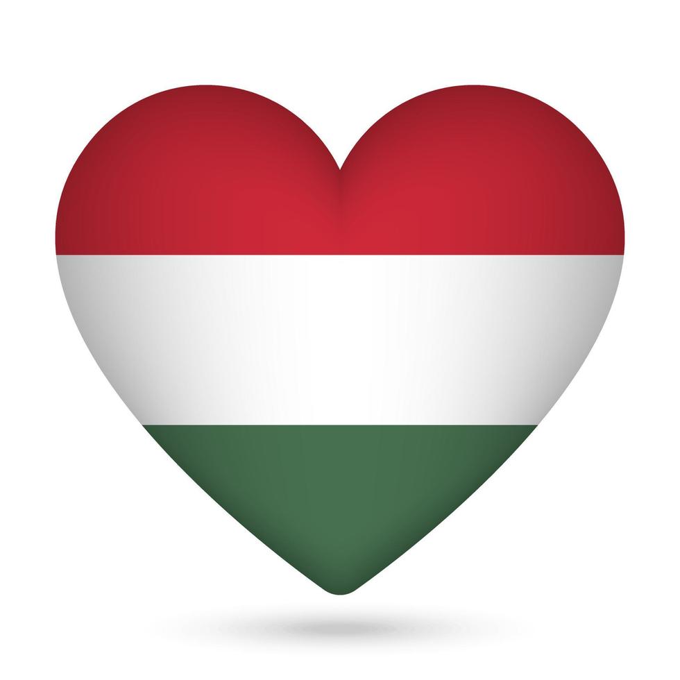 Hungary flag in heart shape. Vector illustration.