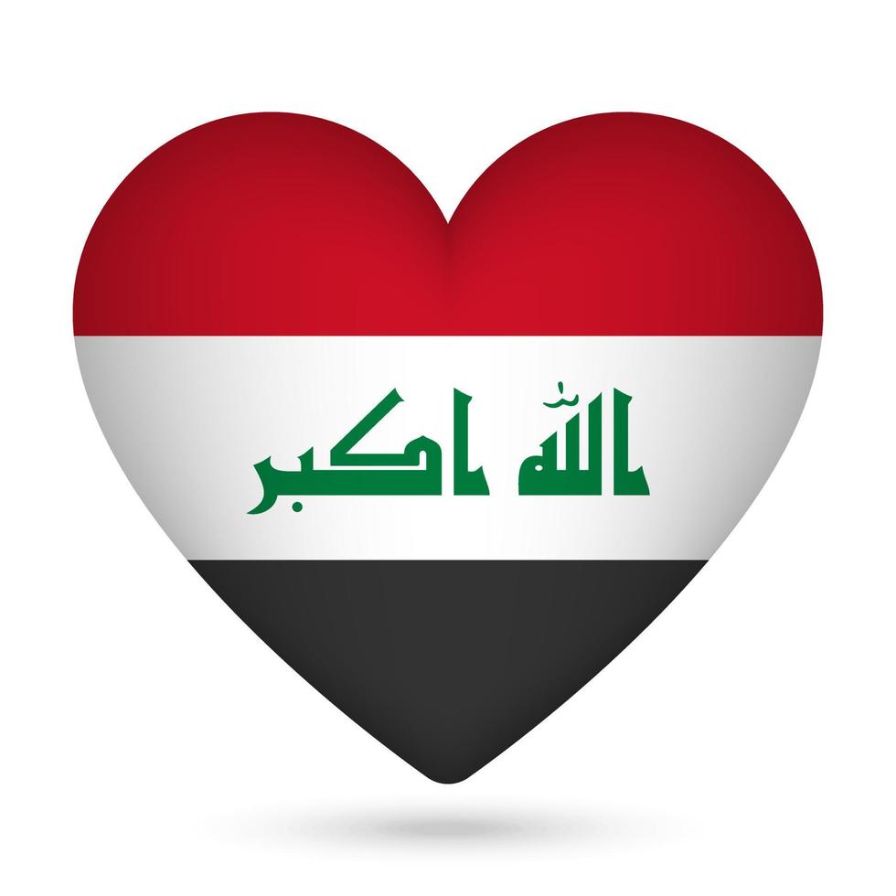 Iraq flag in heart shape. Vector illustration.