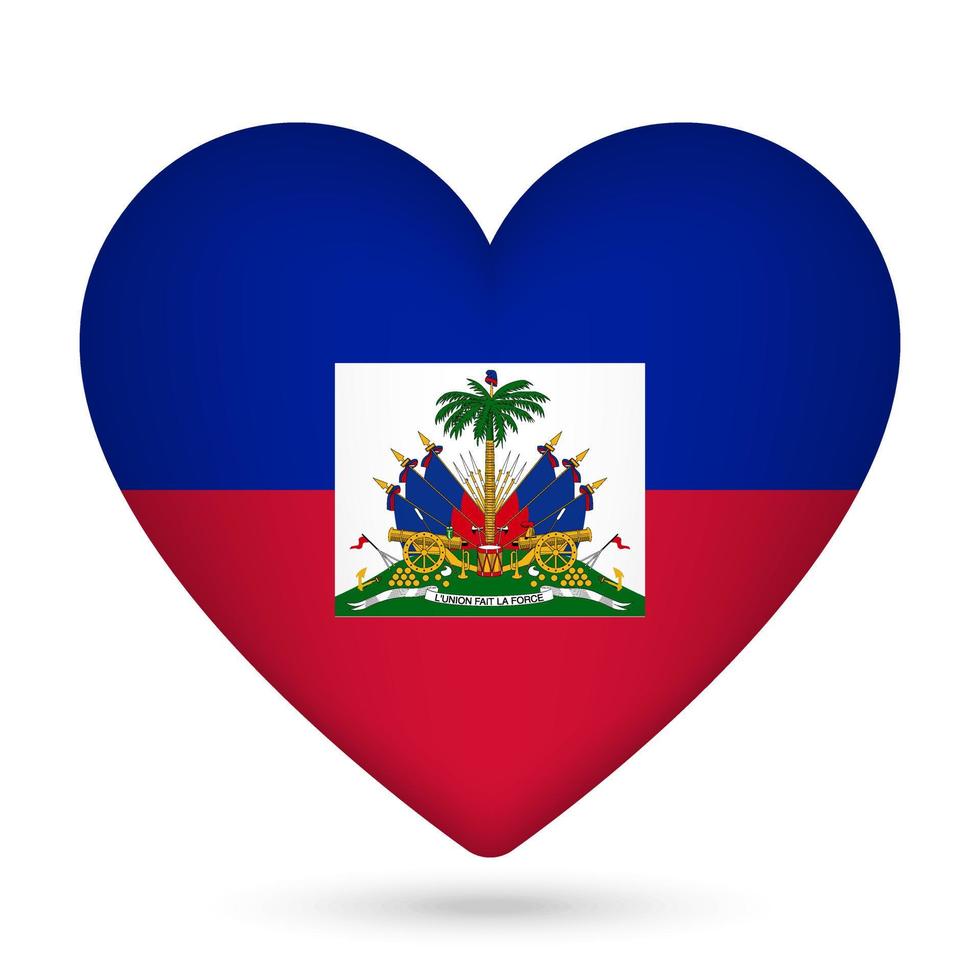 Haiti flag in heart shape. Vector illustration.