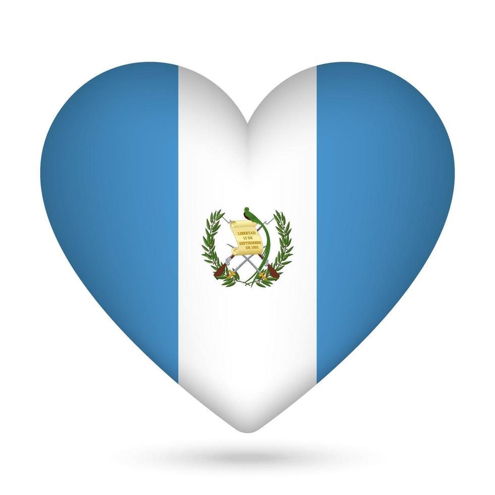 Guatemala flag in heart shape. Vector illustration.