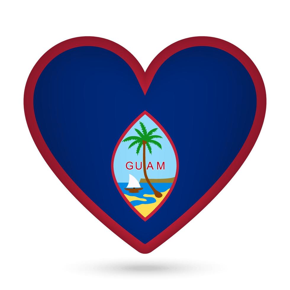 Guam flag in heart shape. Vector illustration.