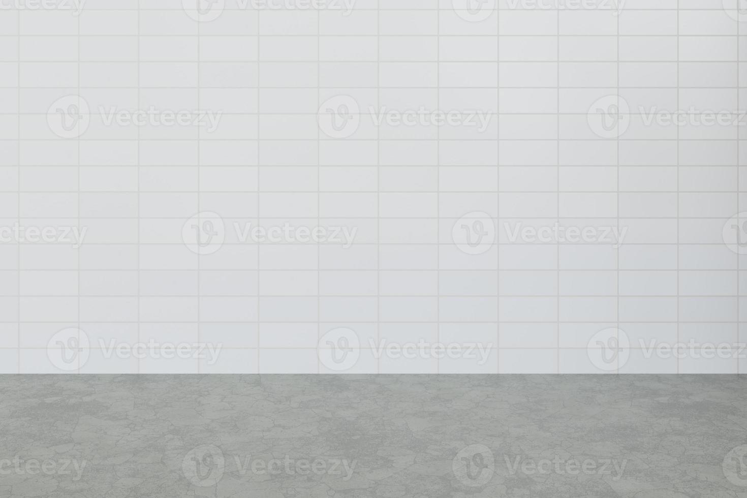 3D Rendering White Brick  Background Concrete Flooor photo