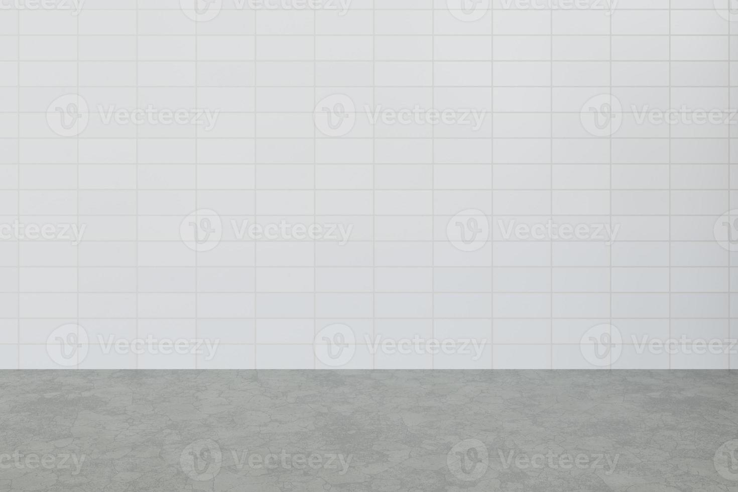 3D Rendering White Brick  Background Concrete Flooor photo