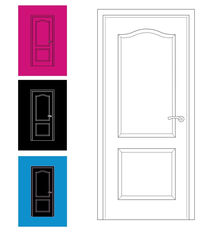 linear drawing of an entrance or interior door in a classic style on a white background vector