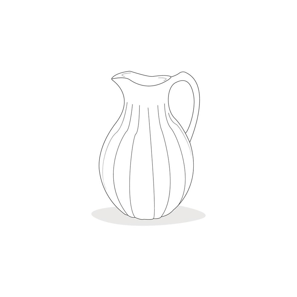 Linear drawing of a jug, amphoras on a white background. container for milk, oil, water, drinks, vase. vector