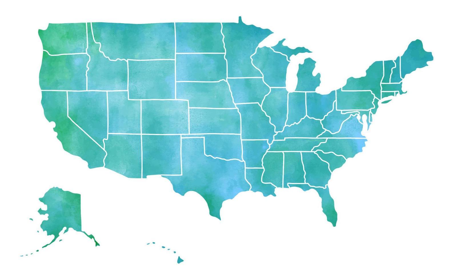 United State of America Map. Vector illustration style watercolor