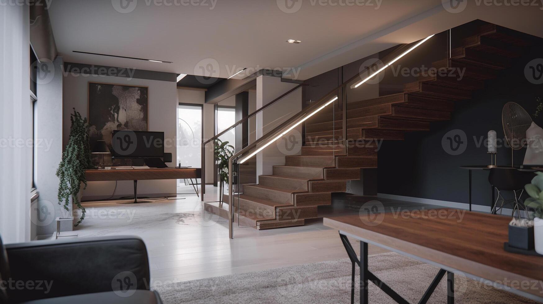 Modern living room interior design with classic furniture, artwork photo