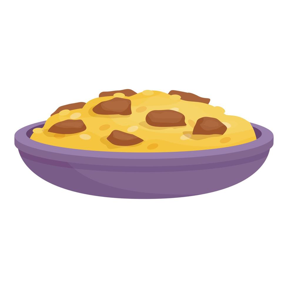 Pilaf lunch icon cartoon vector. Dish rice vector
