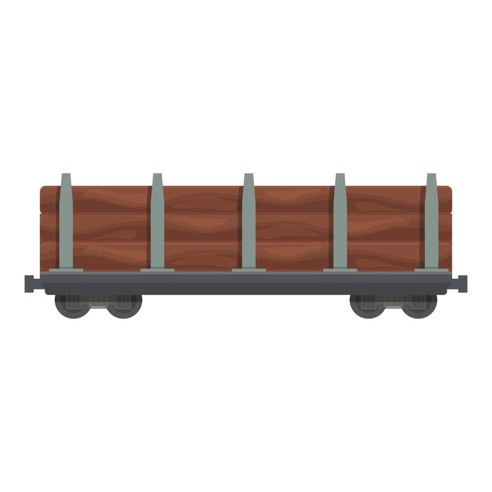 Train freight wagon wood icon cartoon vector. Cargo goods vector