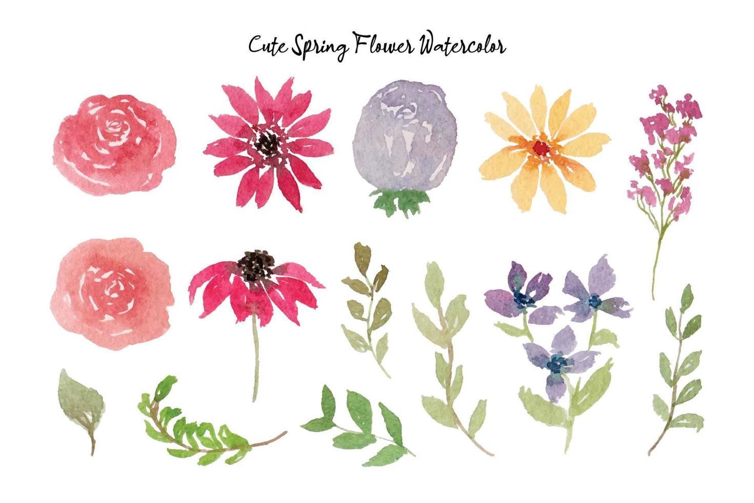 Beautiful Flower and Leaf Watercolor Illustration vector