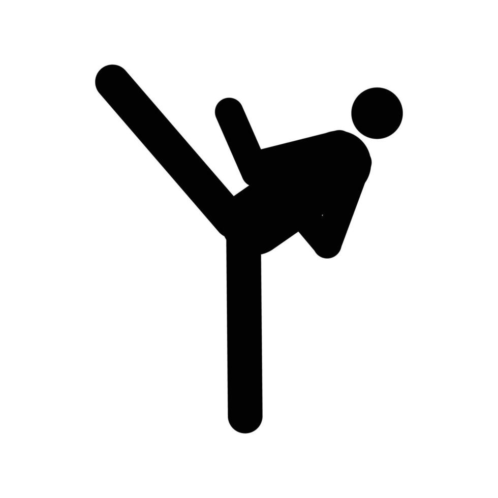 icono de hombre haciendo taekwondo patada vector