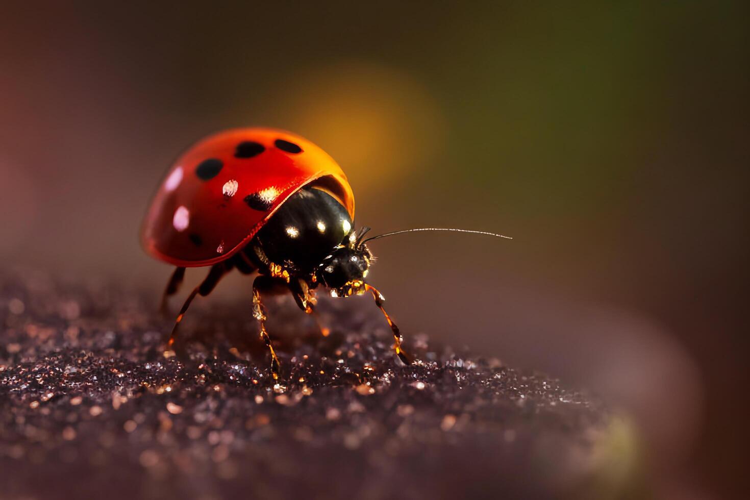 The ladybug on the flower with . photo