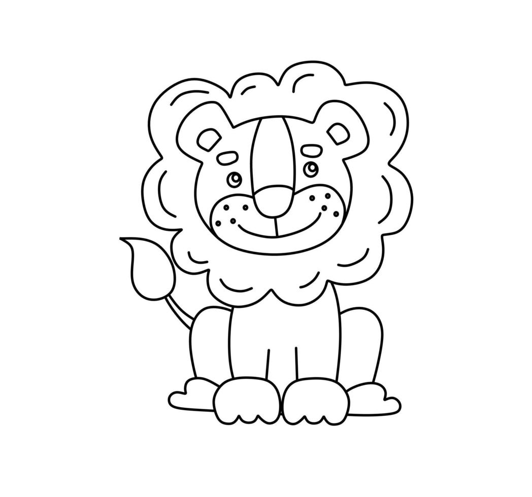 Lion Character Black and White Vector Illustration Coloring Book for Kids