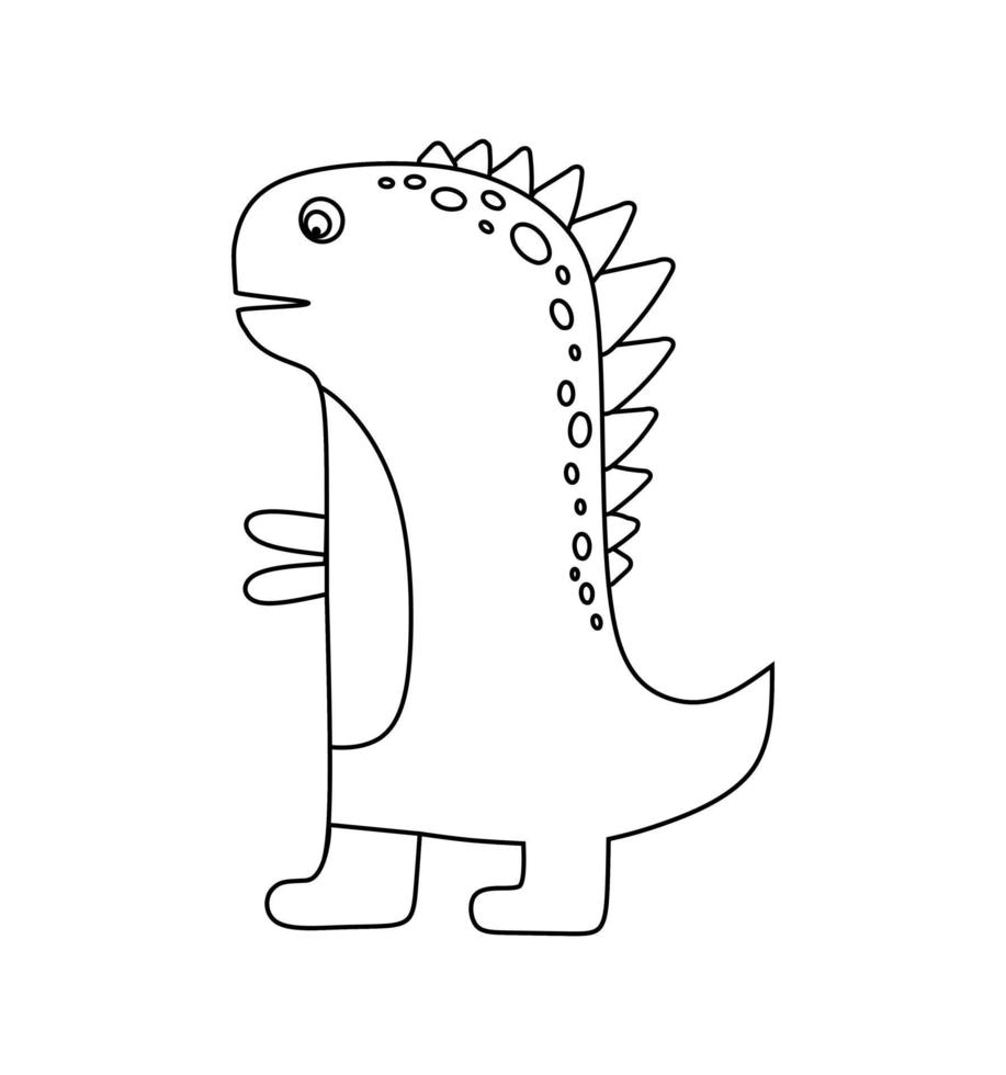 Dinosaur Character Black and White Vector Illustration Coloring Book for Kids