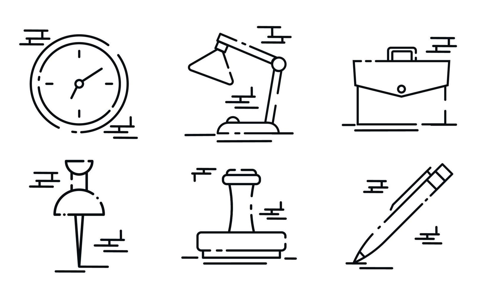Set of different colored office supplies icons Vector illustration