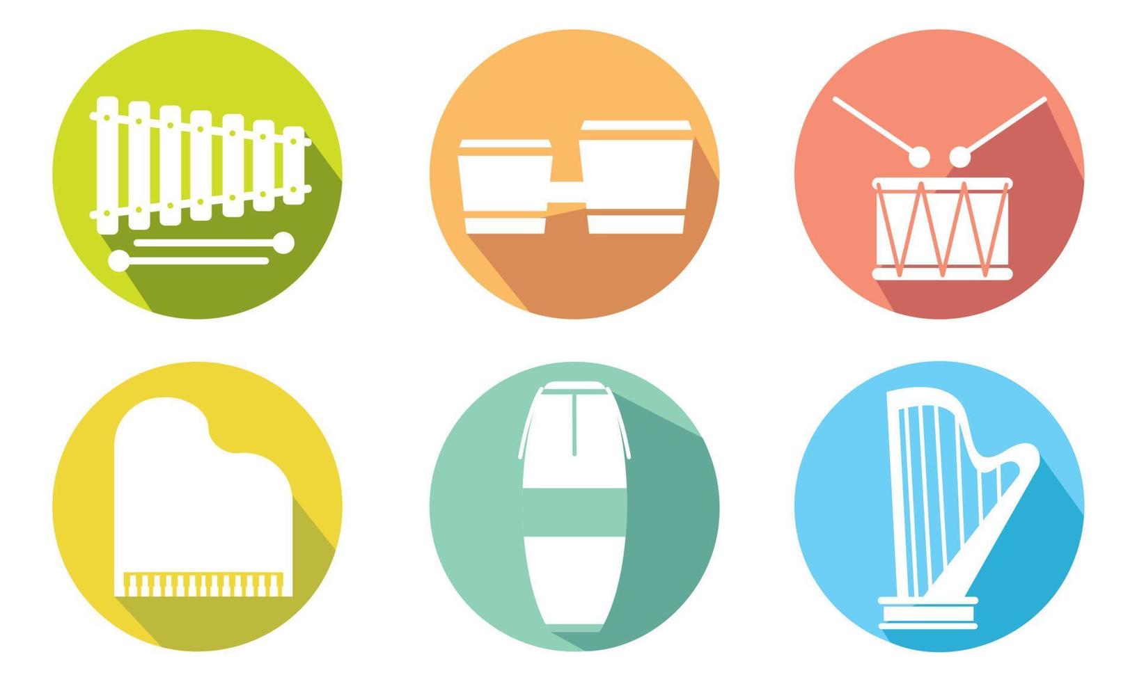 Set of different musical instrument icons Vector illustration