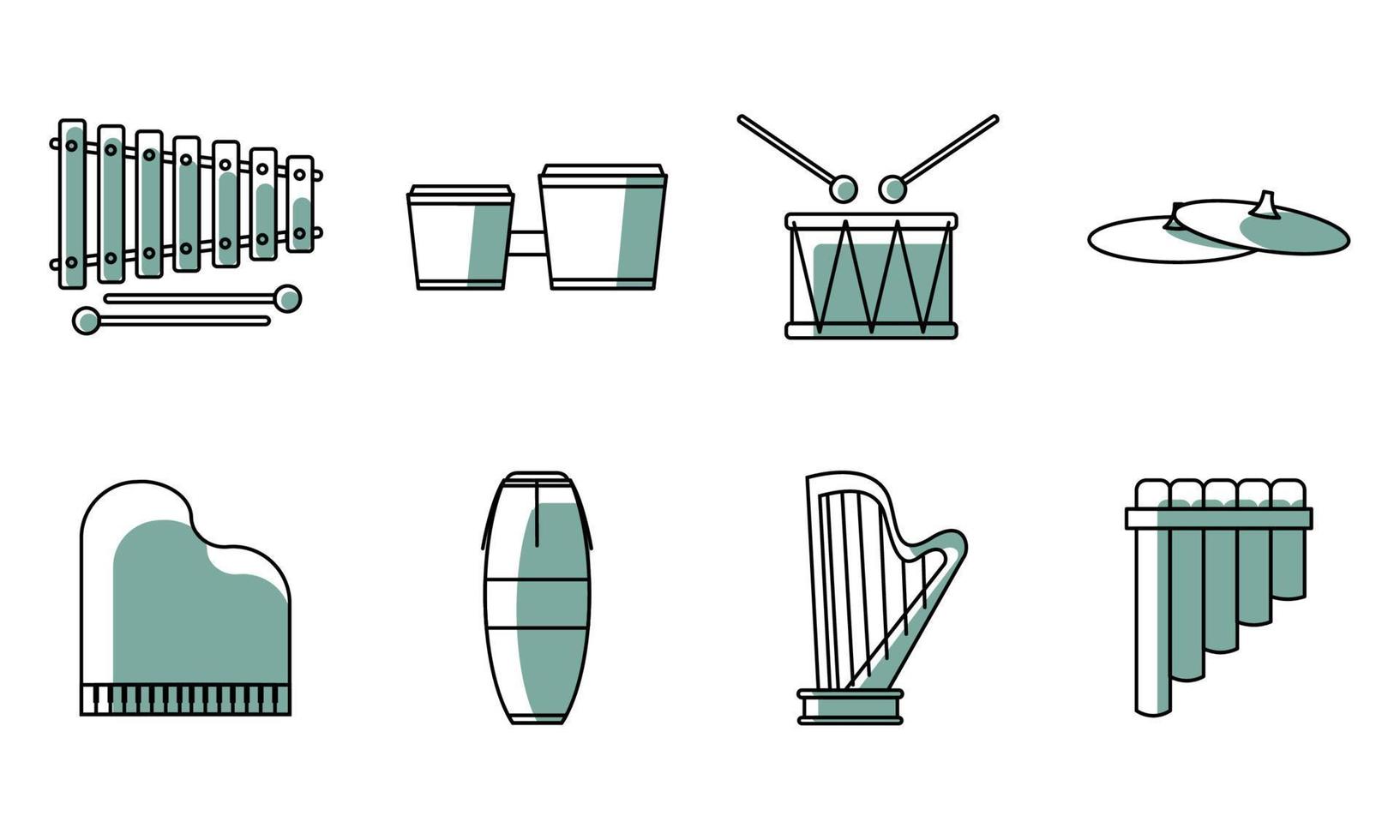 Set of different musical instrument icons Vector illustration