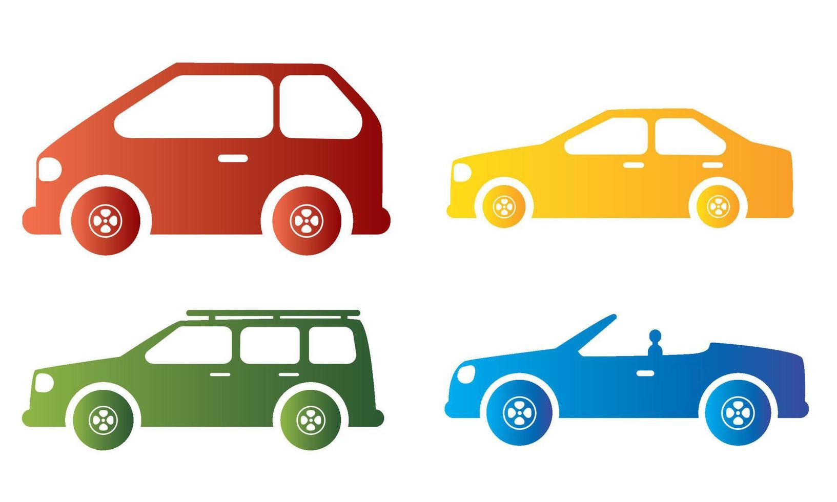 conjunto de de colores carros íconos vector ilustración