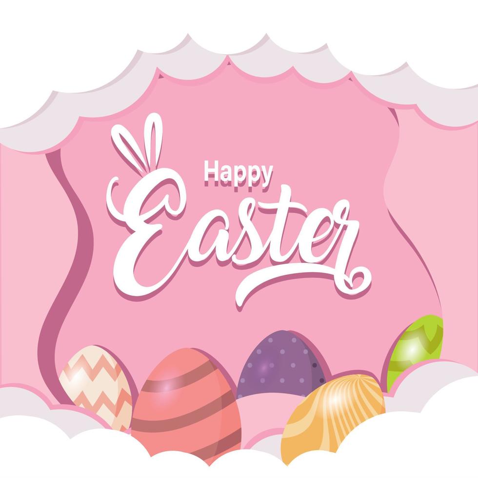 Group of painted easter eggs Happy easter Vector illustration