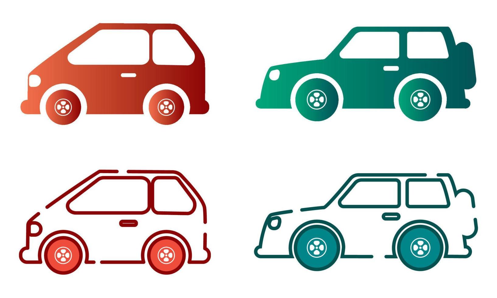 Set of colored cars icons Vector illustration