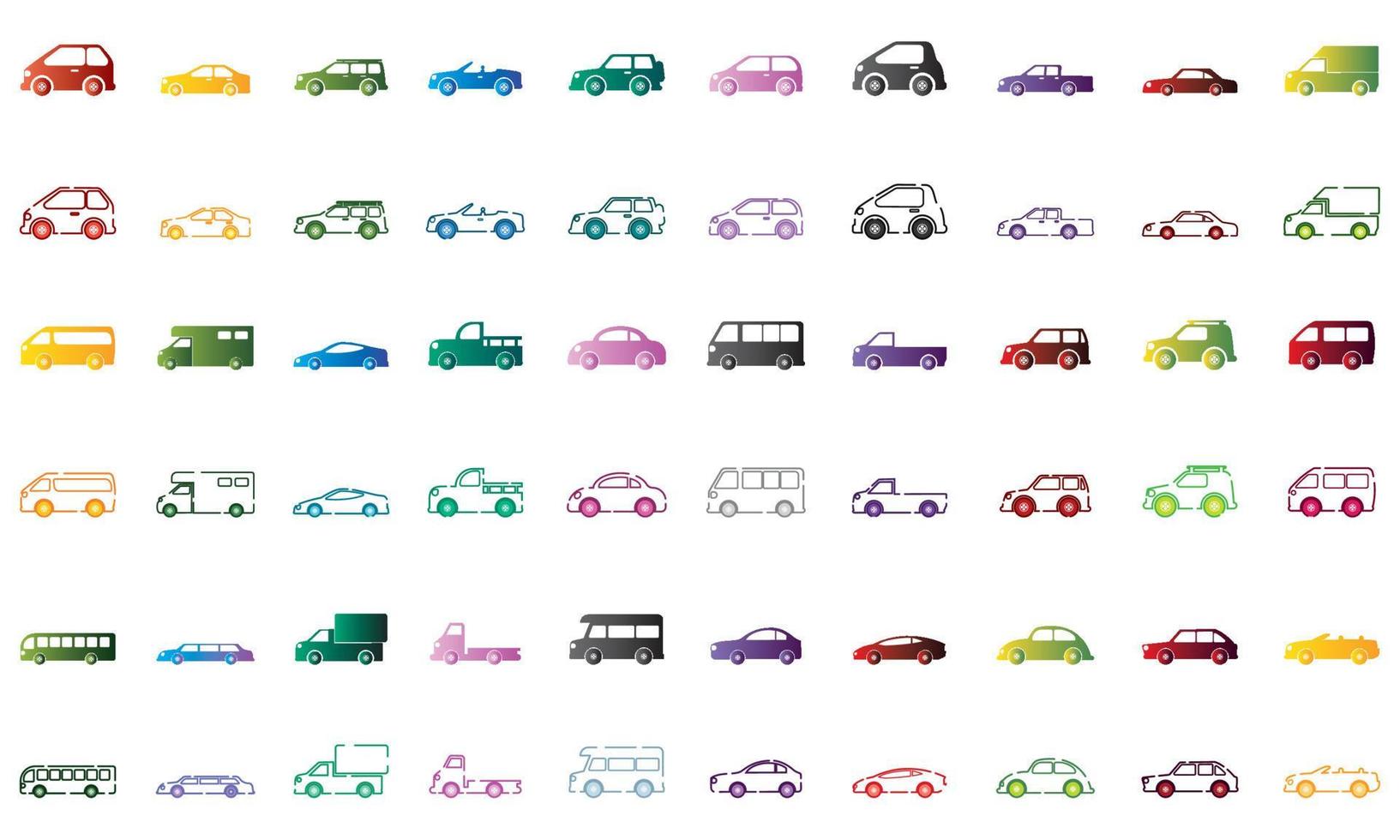 conjunto de de colores carros íconos vector ilustración