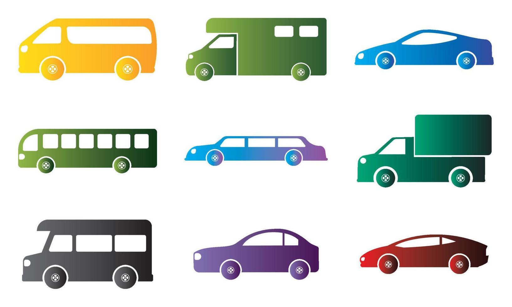 Set of colored cars icons Vector illustration