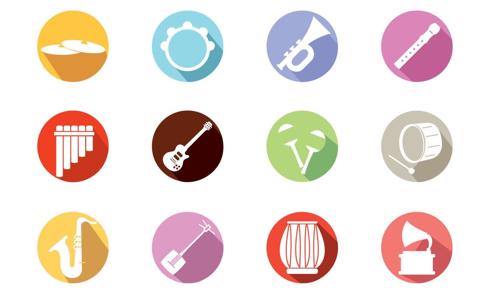 Set of different musical instrument icons Vector illustration