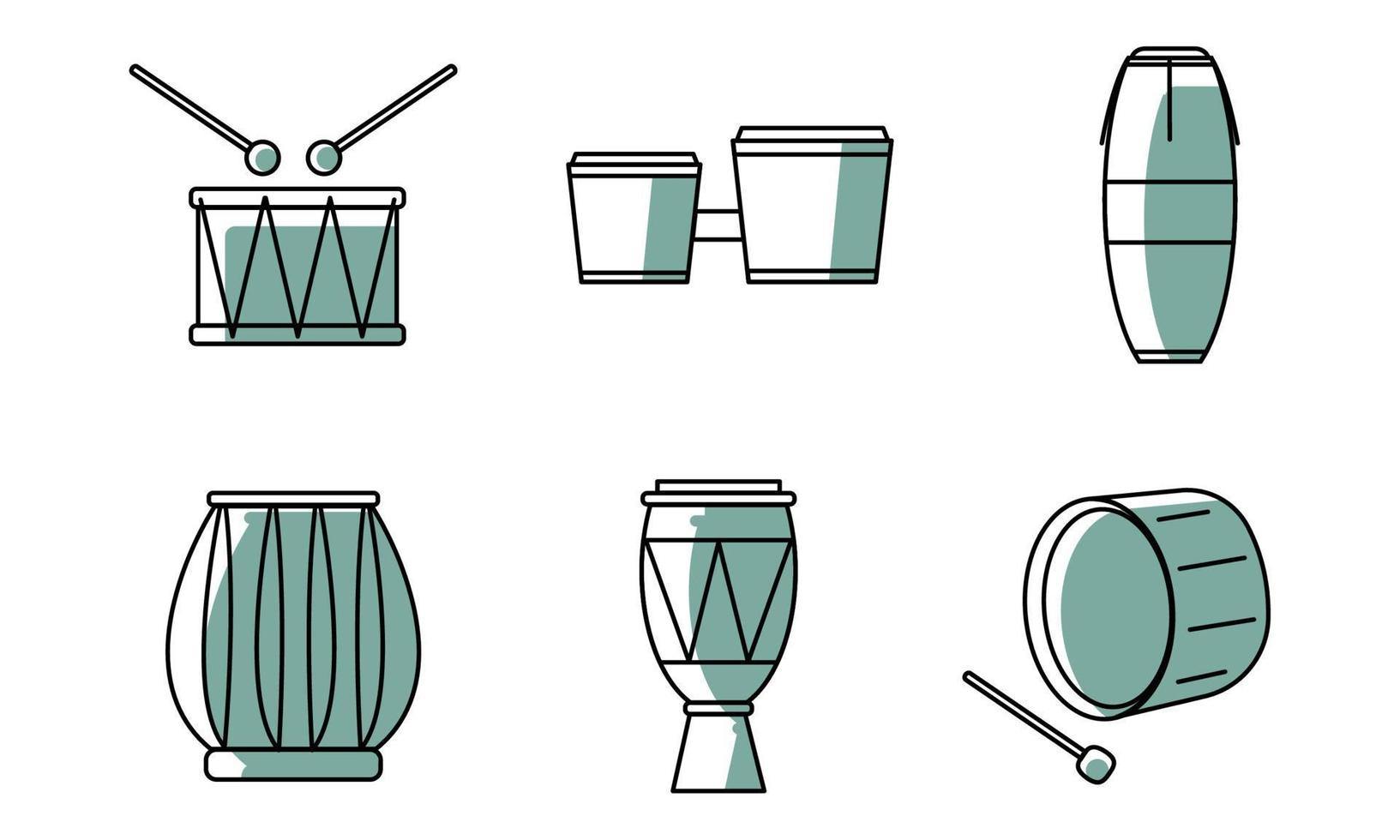 Set of different musical instrument icons Vector illustration