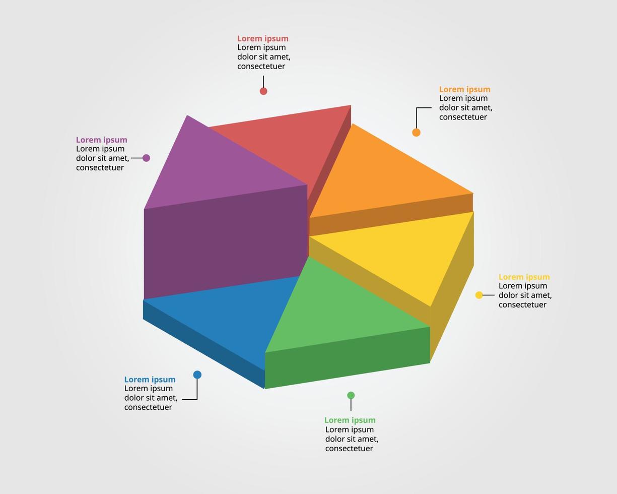 plantilla de gráfico triangular para infografía para presentación de 6 elementos vector