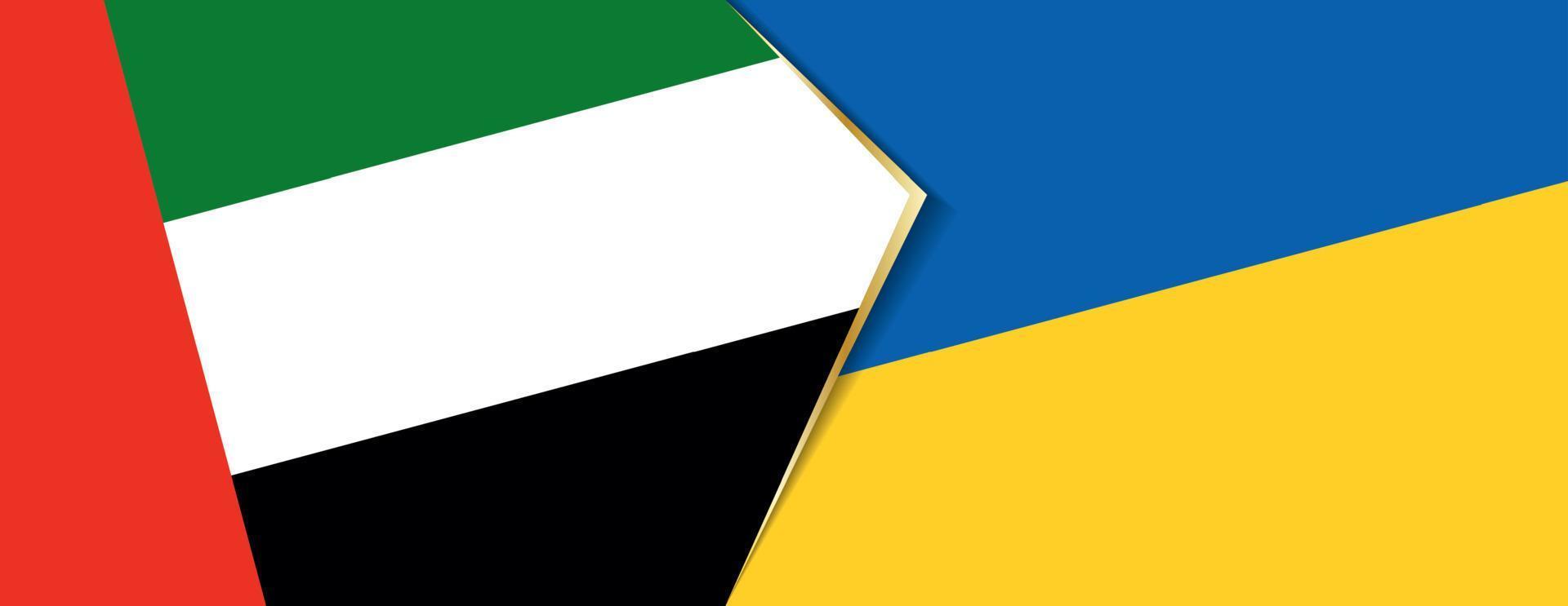 United Arab Emirates and Ukraine flags, two vector flags.