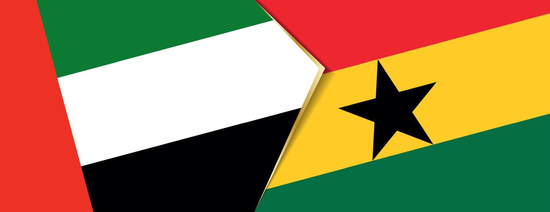 United Arab Emirates and Ghana flags, two vector flags.