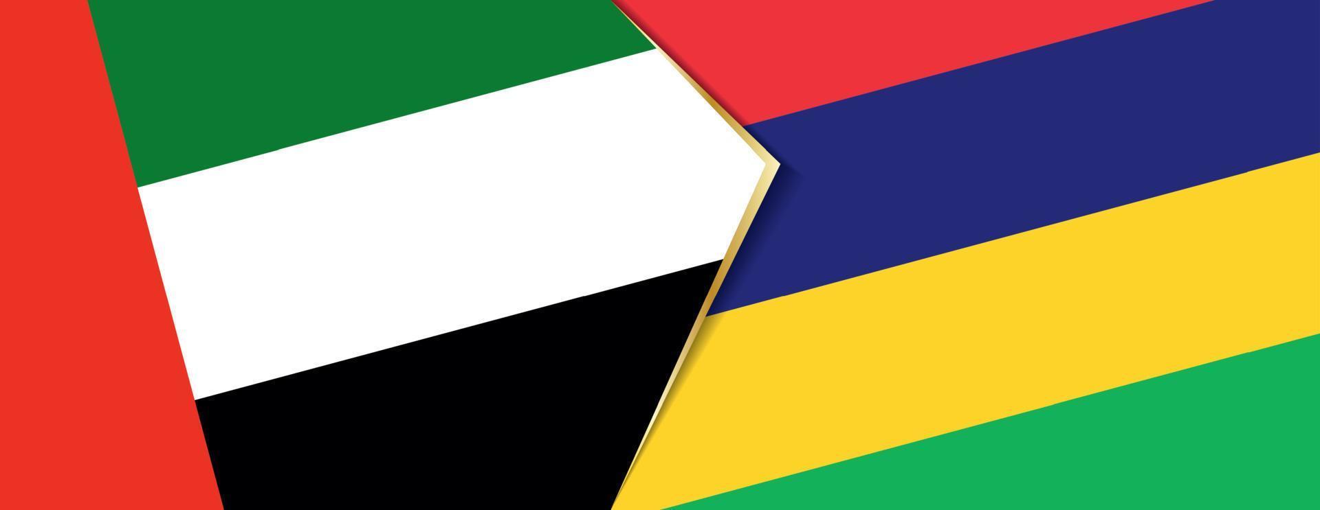 United Arab Emirates and Mauritius flags, two vector flags.
