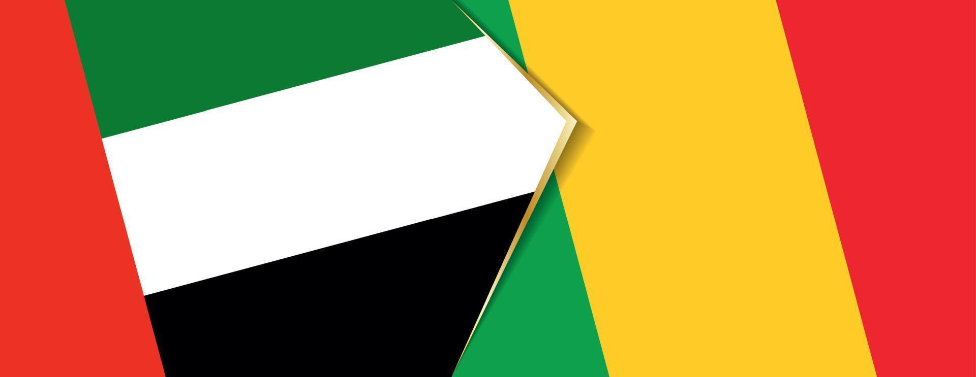 United Arab Emirates and Mali flags, two vector flags.