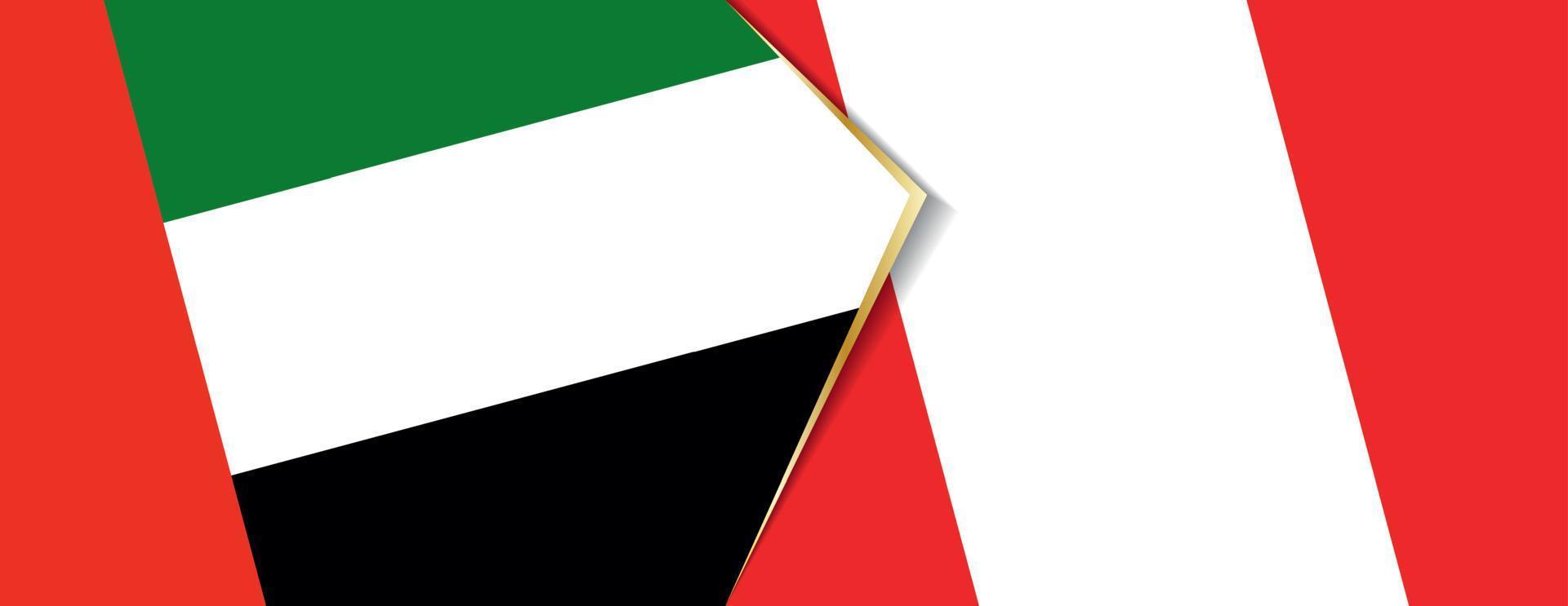United Arab Emirates and Peru flags, two vector flags.
