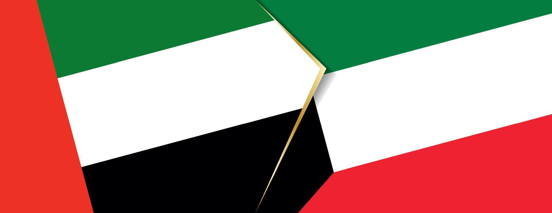 United Arab Emirates and Kuwait flags, two vector flags.