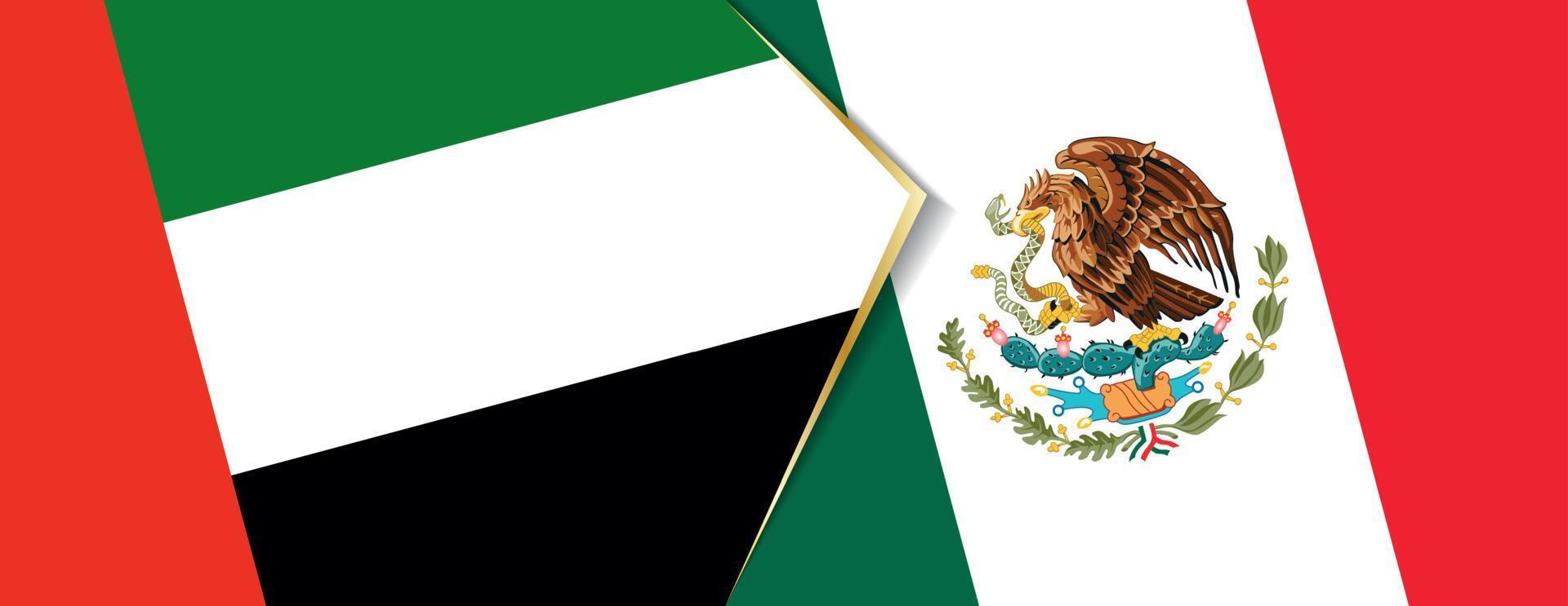 United Arab Emirates and Mexico flags, two vector flags.