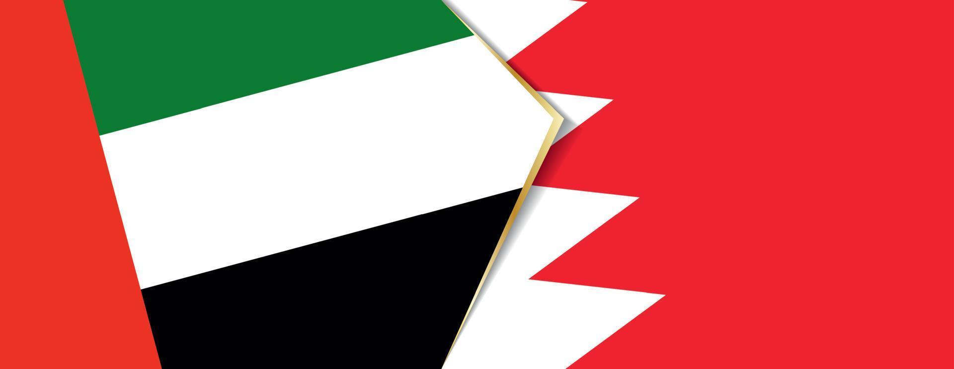 United Arab Emirates and Bahrain flags, two vector flags.