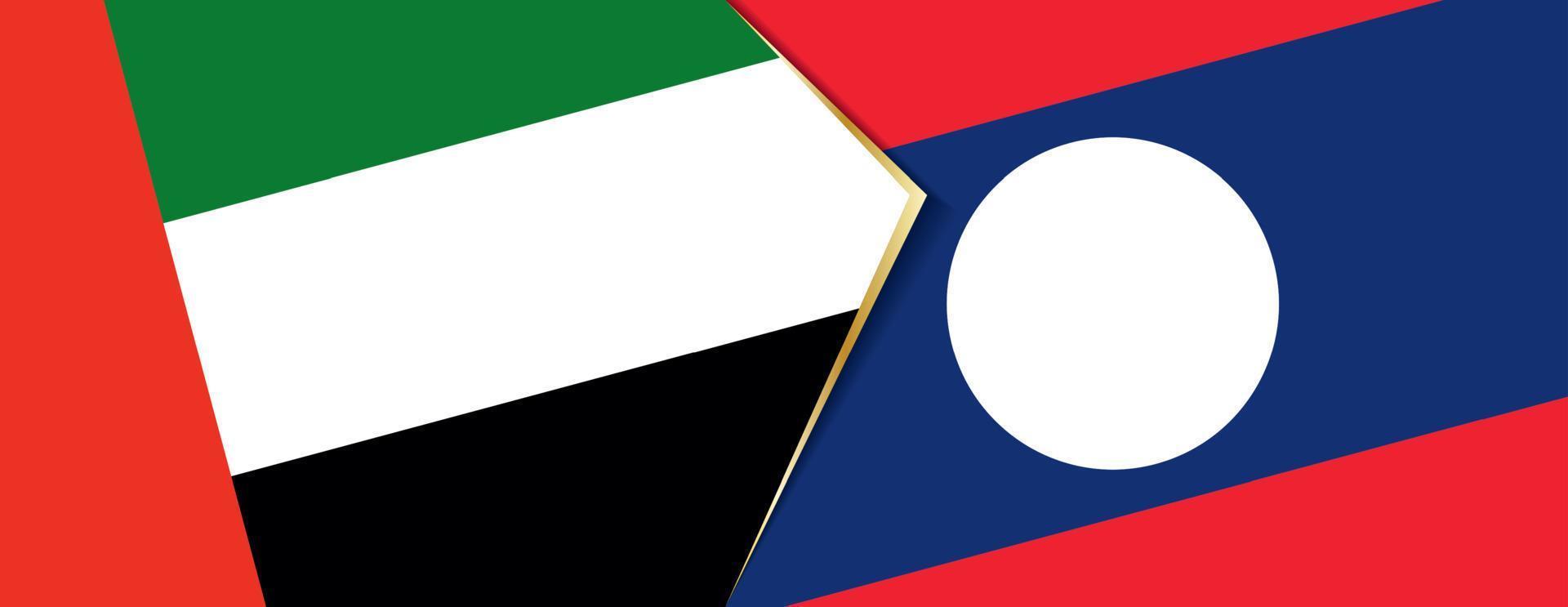 United Arab Emirates and Laos flags, two vector flags.