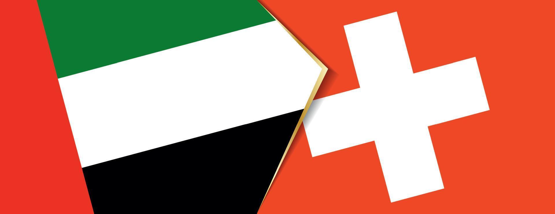 United Arab Emirates and Switzerland flags, two vector flags.