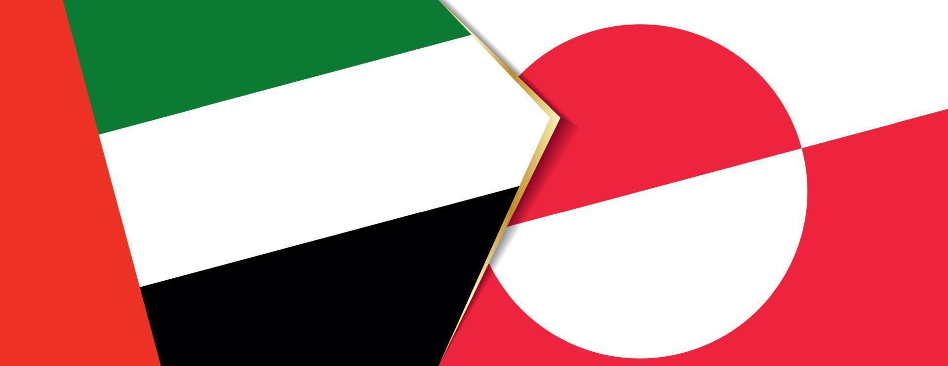 unido árabe emiratos y Groenlandia banderas, dos vector banderas