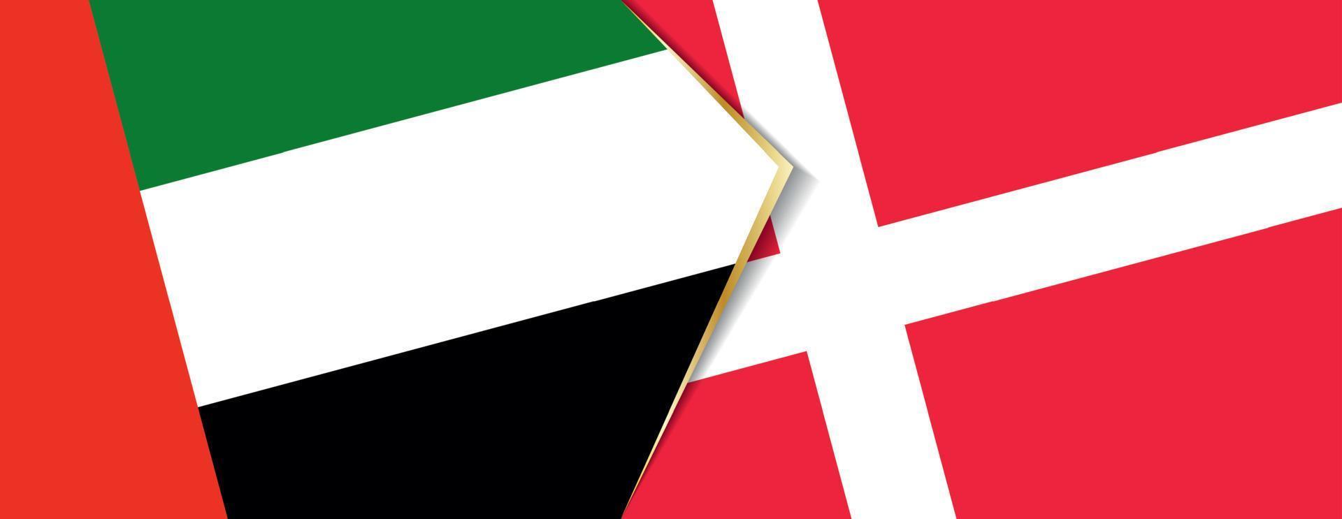 United Arab Emirates and Denmark flags, two vector flags.