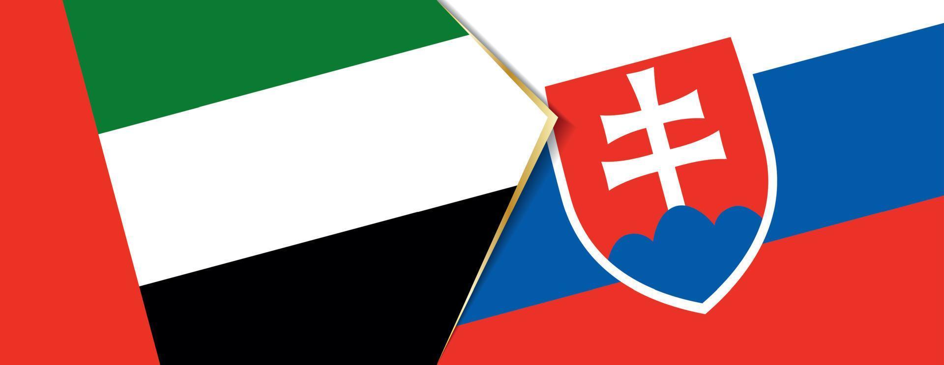 United Arab Emirates and Slovakia flags, two vector flags.