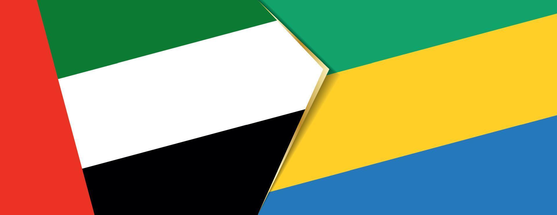 United Arab Emirates and Gabon flags, two vector flags.
