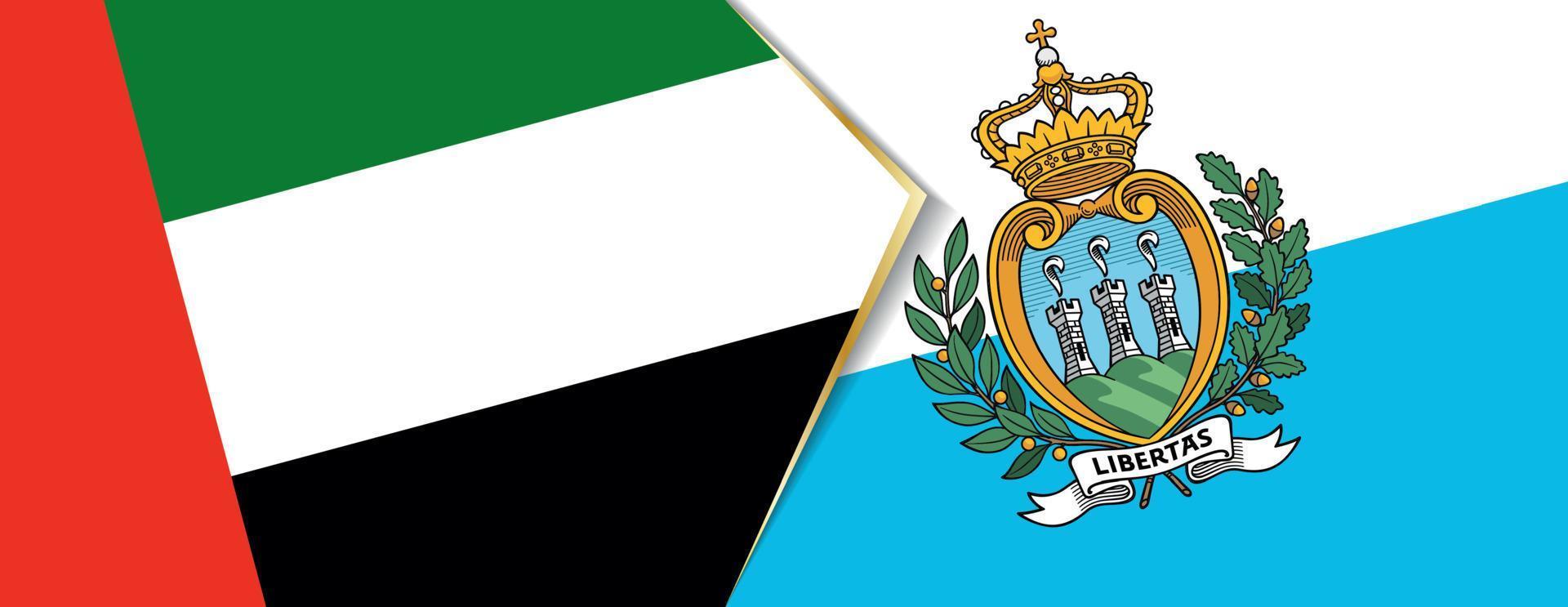 United Arab Emirates and San Marino flags, two vector flags.
