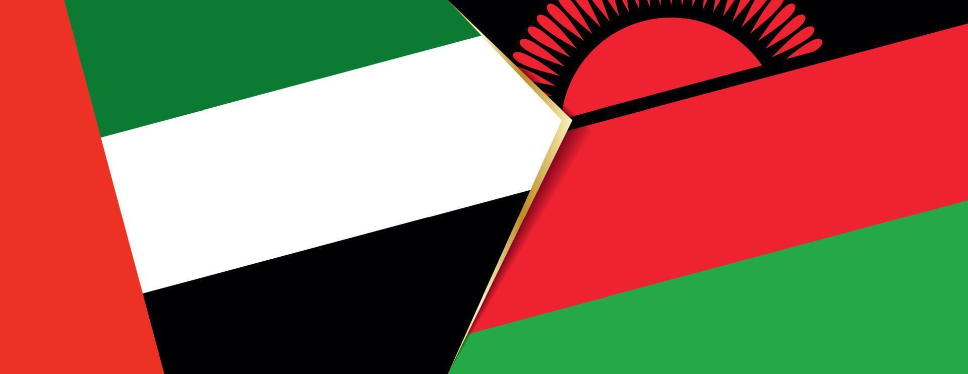 United Arab Emirates and Malawi flags, two vector flags.