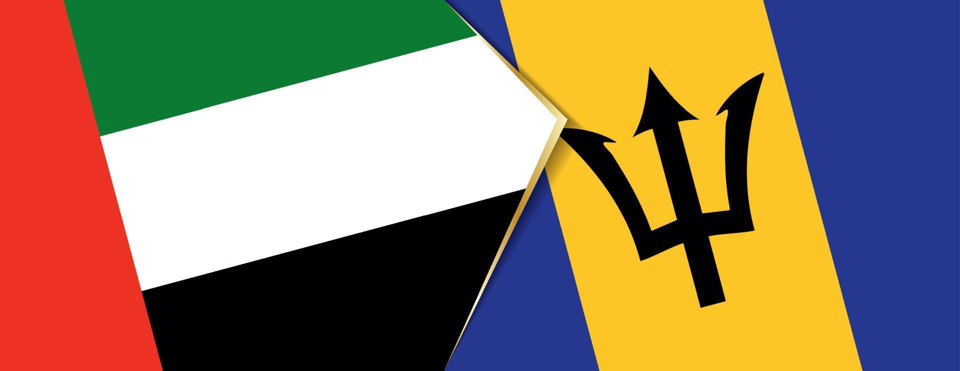 United Arab Emirates and Barbados flags, two vector flags.