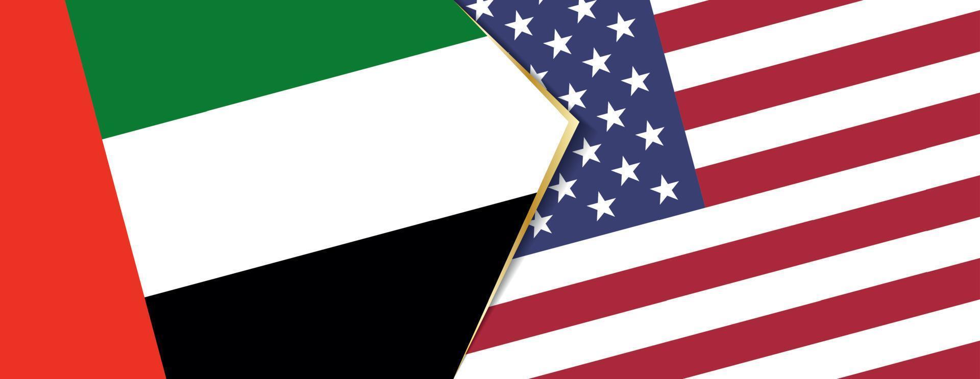 unido árabe emiratos y Estados Unidos banderas, dos vector banderas