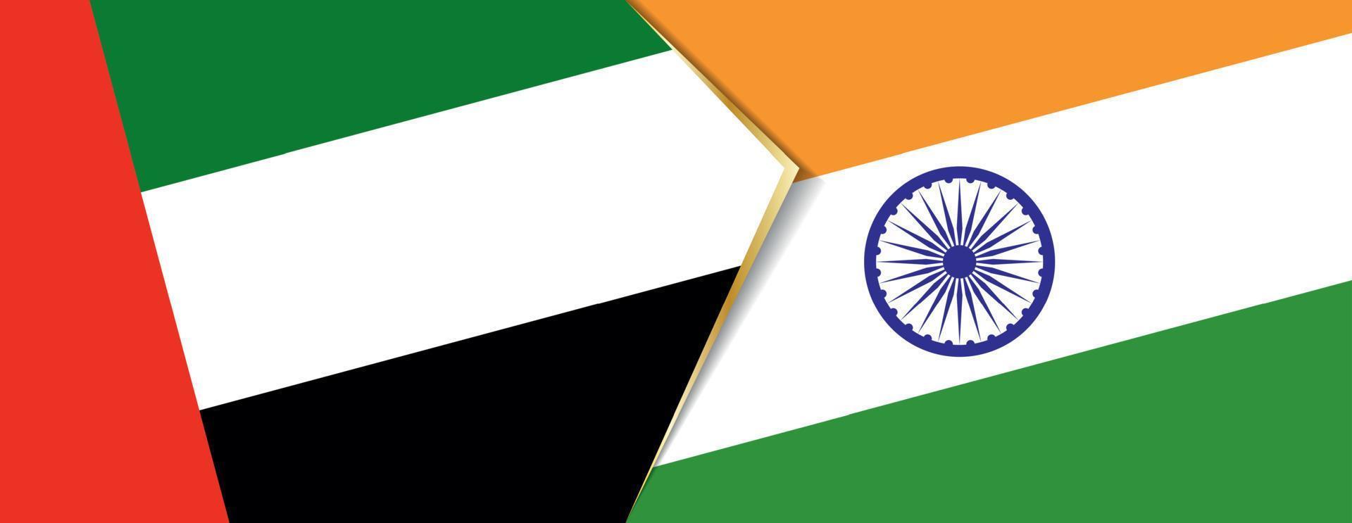 United Arab Emirates and India flags, two vector flags.