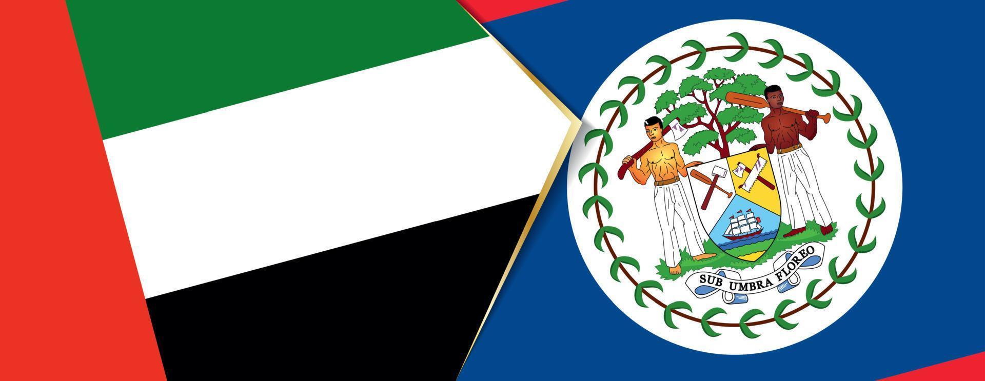 United Arab Emirates and Belize flags, two vector flags.